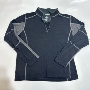 KUHL Mens Kashmira Pullover Sweater Black Grey 1/4 Zip Long Sleeves Mock Neck  M